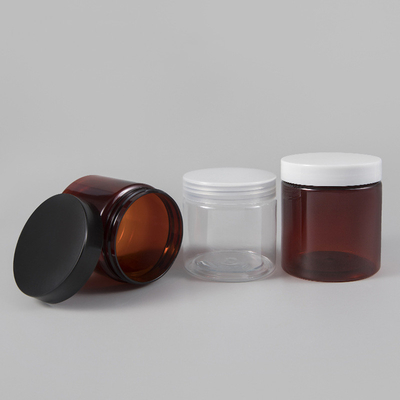 100ml 150ml 200ml 250ml 300ml Amber Black Pet Cream Plastic Cosmetic Jar With White Black Lid